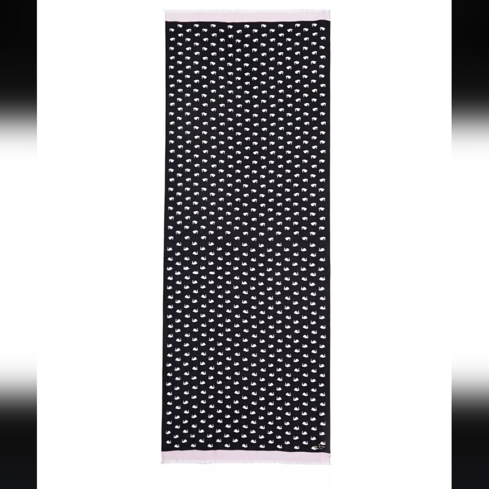 Kate Spade Black and White Swan Pattern Scarf - Picture 3 of 11